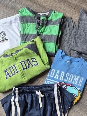 adidas Bundle 7pc 7-8 Kids Lime Green & Gray Zip Hoodie